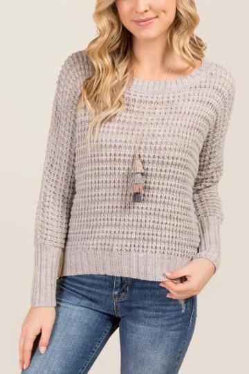 Francesca's Vale Textured Dolman Pullover Sweater - Ivory