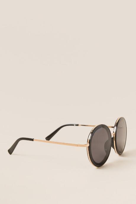 Francesca's Isobel Round Sunglasses - Black/gold