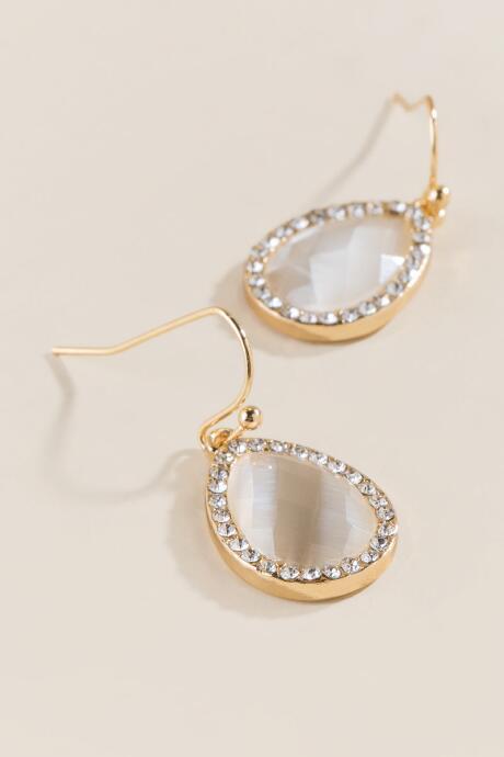 Francesca's Fia Cateye Teardrop Earrings - White