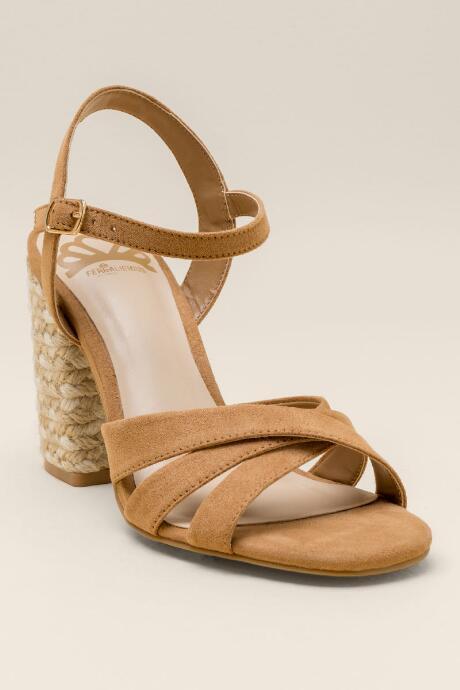 Francesca Inchess Fiance Braided Heel Peep Toe - Tan