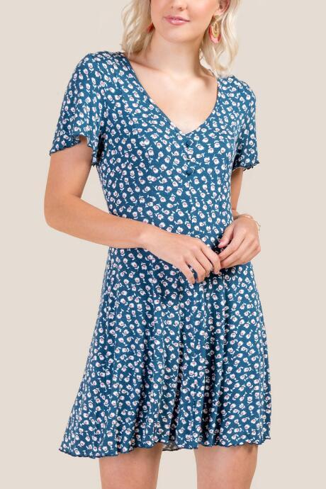 Francesca's Kinley Floral Skater Dress - Dark Teal