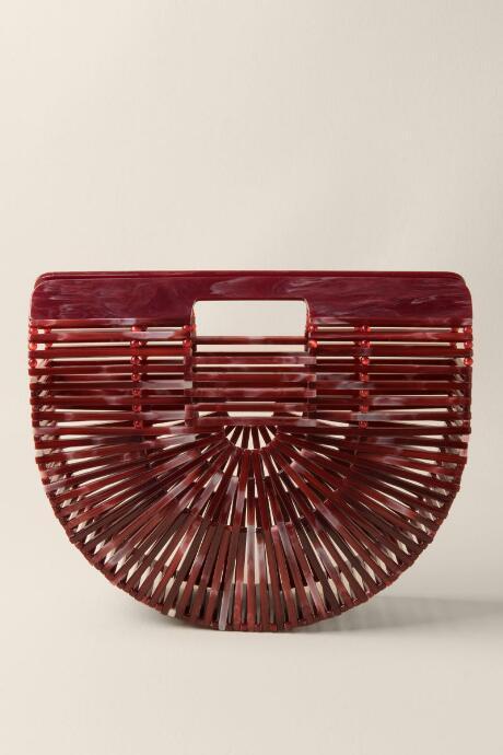 Francesca's Lela Marble Arc Clutch In Burgundy - Burgundy