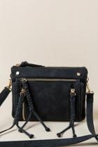 Francesca's Aida Braided Zipper Crossbody - Black