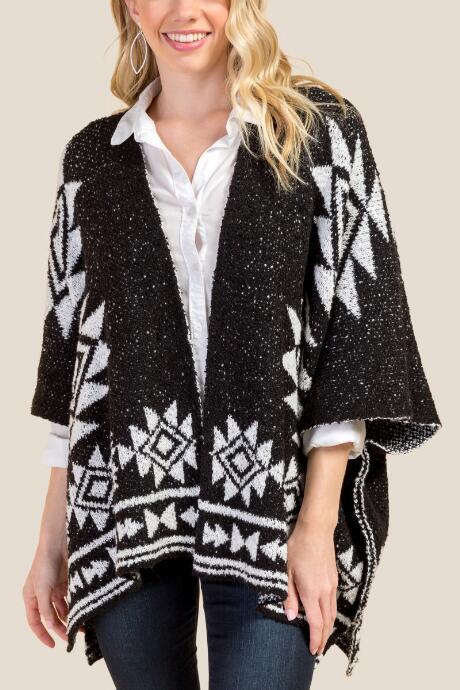 Francesca's Riley Nordic Boucle Ruana - Black