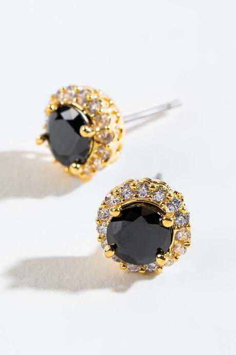Francesca's Jordyn Pav Circle Studs - Black
