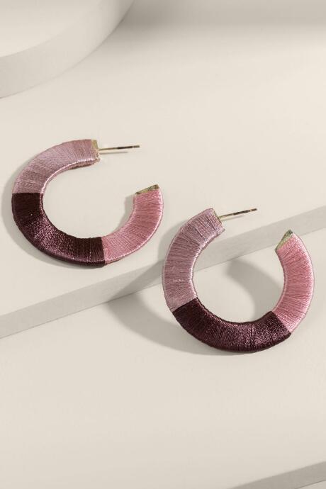 Francesca's Aubrey Thread Wrapped Earring In Mauve - Mauve