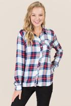 At Last Sportswear Whitney Plaid Button Back Button Down - Ivory