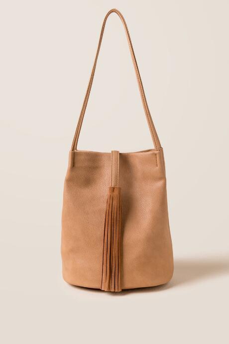 Francesca's Gaia Suede Tassel Tote - Tan