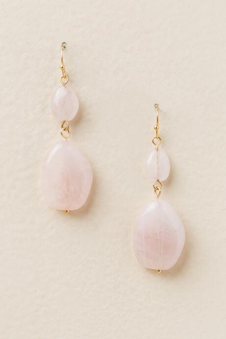 Francesca's Christina Double Stone Drop Earring In Blush - Pale Pink