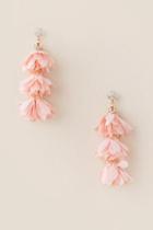 Francesca's Amber Chiffon Flower Linear Earrings - Mauve