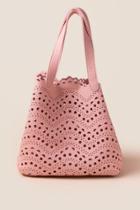 Francesca's Darby Perforated Bucket Tote - Pink
