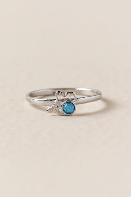 Francesca Inchess Blue Opal Elephant Ring - Silver