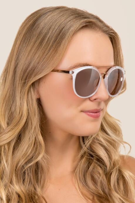 Francesca's Ripley Brow Bar Sunglasses - White