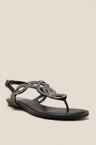 Fergalicious Supra Embellished T-strap Sandal - Black