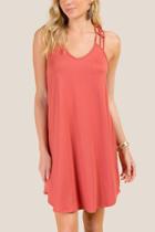 Francesca's Keira Web Back Knit Shift Dress - Rose