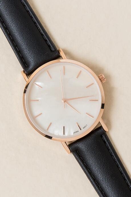 Francesca's Ashlynn Brushed Marble Watch - Black/white