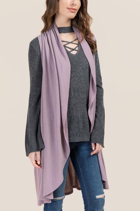 Alya Bertha Draped Hacci Vest - Vintage Purple