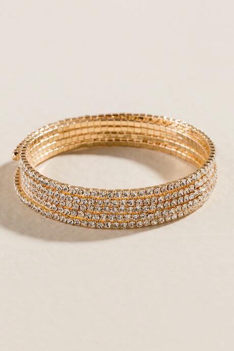Francesca's Lola Crystal Coil Bracelet - Crystal