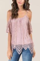 Francesca's Edie Rose Gold Eyelash Lace Blouse - Gold