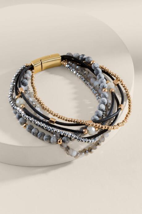 Francesca's Amanda Beaded Magnetic Bracelet - Black