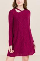 Alya Briar Clavicle Hacci Knit Dress - Burgundy