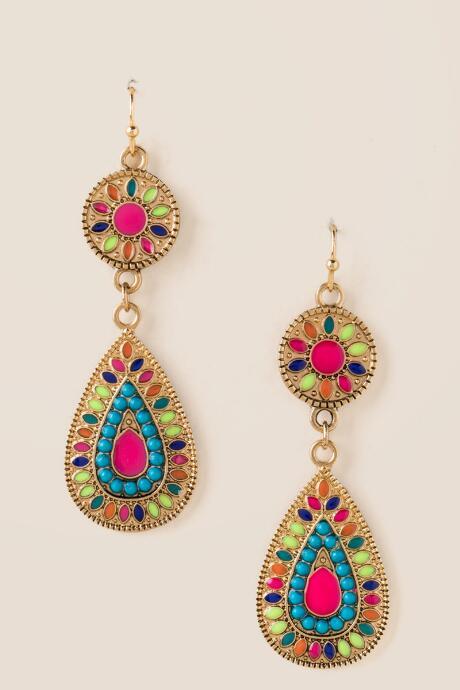 Francesca's Emerson Double Drop Earring In Neon - Multi