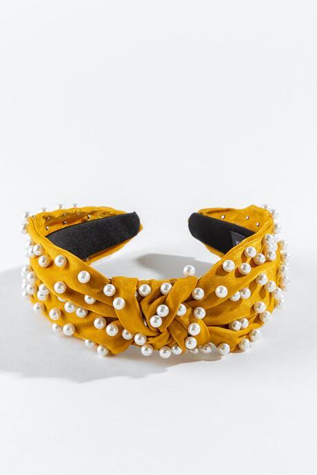 Francesca's Amelia Ground Pearl Headband - Mustard