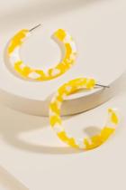 Francesca's Kate Flat Marbled Resin Hoops - Yellow