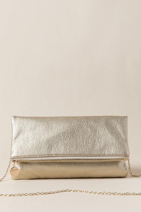 Francesca's Genoveva Foldover Crossbody Clutch - Gold