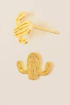 Francesca's Cactus Brushed Stud Earring - Gold