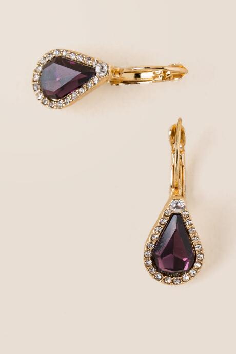 Francesca's Madelyn Stone Teardrop Earring In Purple - Purple
