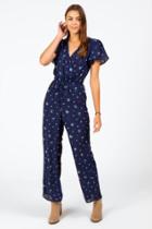 Francesca's Lanna Wildflower Jumpsuit - Navy