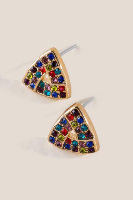 Francesca's Ginger Rainbow Pave Stud Earrings - Multi