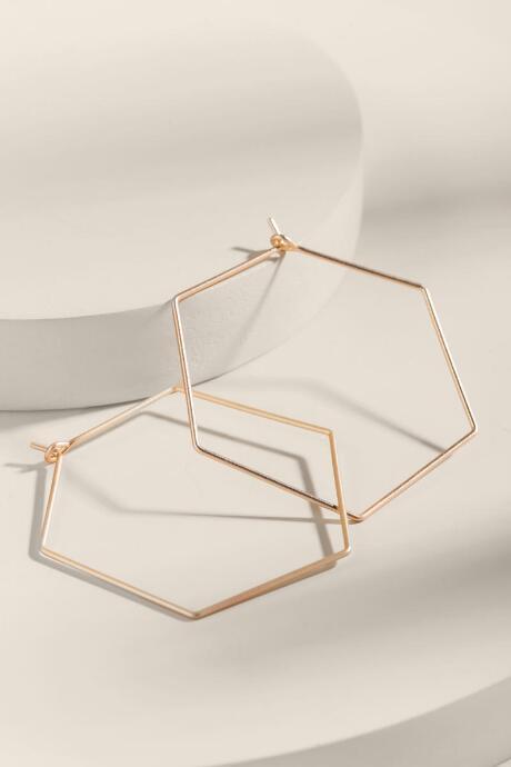 Francesca's Olivia Hexagon Hoop Earrings - Gold