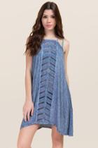 Francesca's Cyrah High Neck Mineral Wash Dress Cover-up - Navy