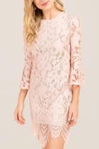 Francescas Dayle Shimmer Lace Shift Dress - Blush