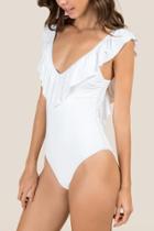 Francesca Inchess Ginger Ruffled One Piece Swimsuit - White