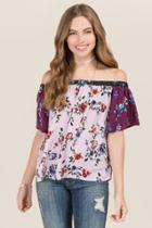 Blue Rain Keelie Floral Off The Shoulder Top - Blush