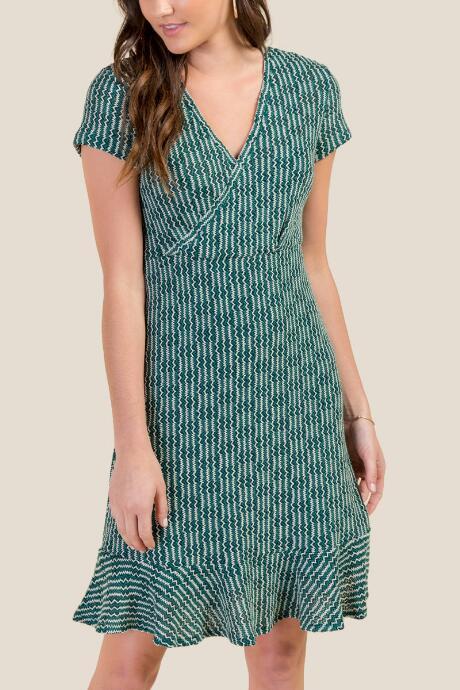 Francesca Inchess Esmerelda Striped Ruffle Knit Dress - Forest