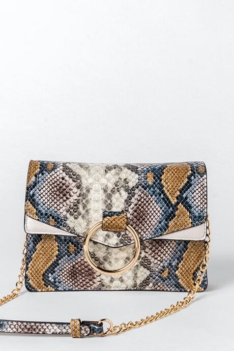 Francesca's Roxy Snake Print Crossbody - Rose