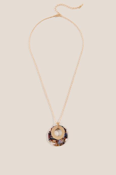 Francesca's Diane Double Open Circle Pendant Necklace - Pink