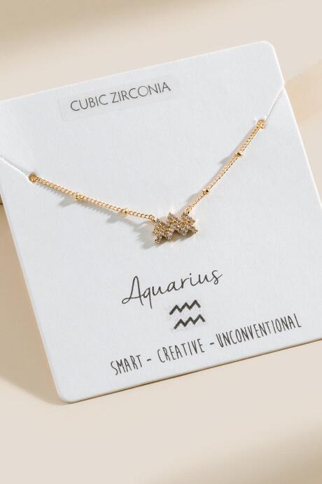 Francesca's Cz Aquarius Pendant Necklace - Gold
