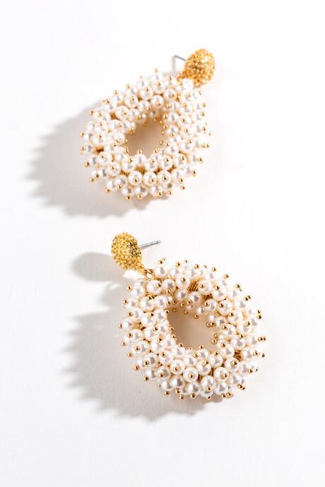 Francesca's Ayla Chunky Pearl Teardrop Earrings - Pearl