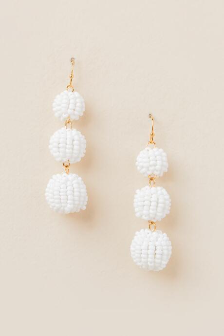 Francesca's Fynne Seedbead Ball Drop Earring - White