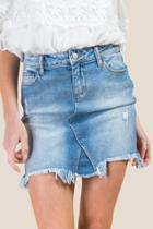 Francesca's Harper Medium Chewy Hem Denim Skirt - Medium Wash