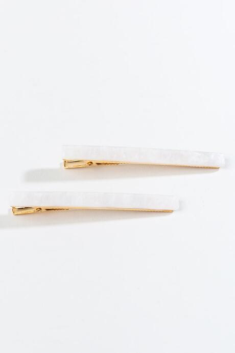 Francesca's Kim 2pk White Rectangle Barrettes - White