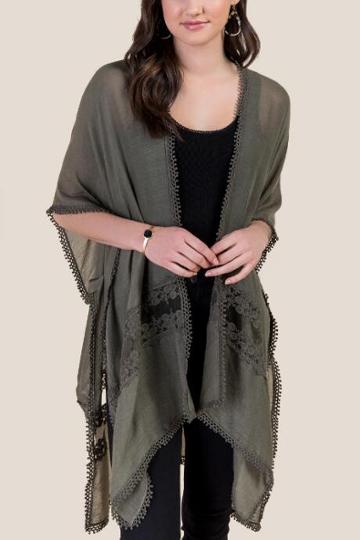Francesca Inchess Alexandria Crochet Ruana - Deep Moss