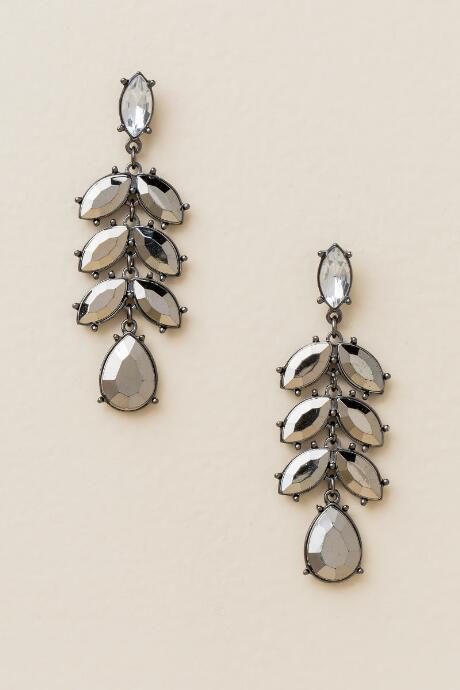 Francesca's Ailis Hematite Statement Earrings - Hematite