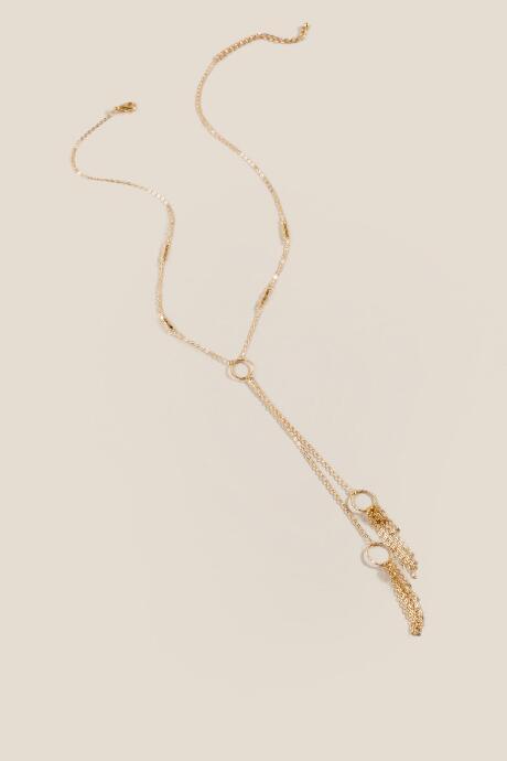 Francesca's Amy Open Circle Tasseled Y Necklace - Gold
