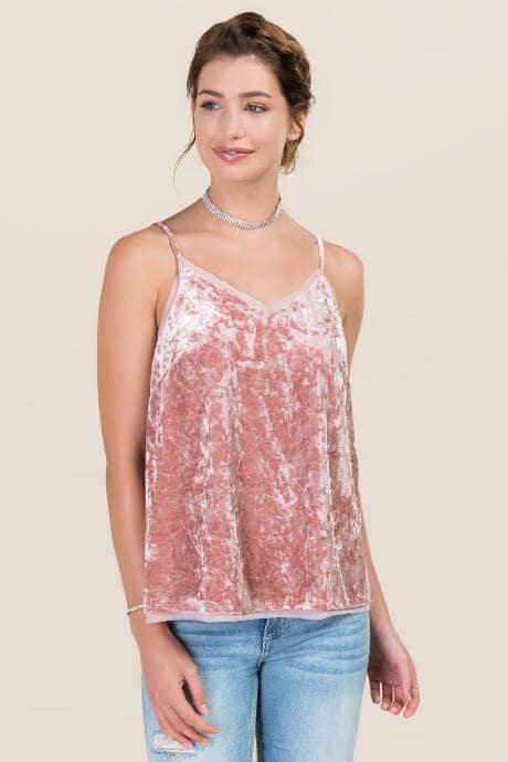 Mi Ami Briley Velvet Chiffon Trim Tank - Mauve